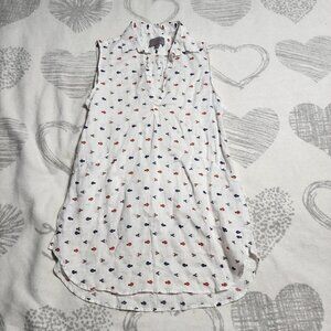 For‎ Cynthia Beach Wear Linen Shirt/Dress Swim Cover Up White with Fish - Size M